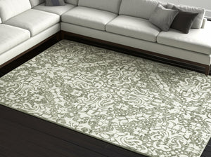 Homeroots 10' Stunning Floral Hand-tufted Area Rug – Unique Wool Blend For Comfort, Style & Stain Resistance Ivory,Green Wool Blend 617180