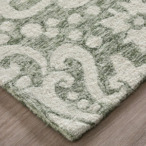 Homeroots 10' Stunning Floral Hand-tufted Area Rug – Unique Wool Blend For Comfort, Style & Stain Resistance Ivory,Green Wool Blend 617180