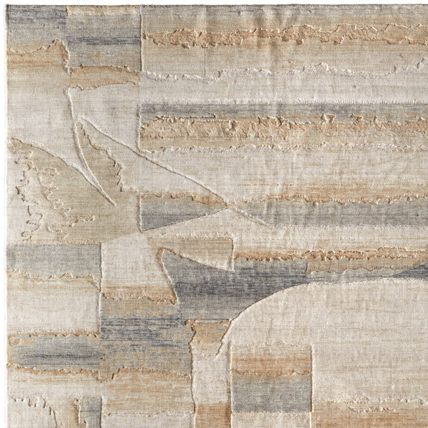 Homeroots 10' X 14' Abstract Area Rug - Luxurious Wool Blend, Stain Resistant, Perfect For Kids & Pets Tan,Brown,Gray Wool Blend 617181