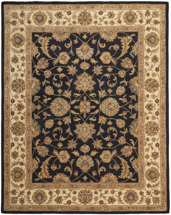 Homeroots 5' Hand-tufted Area Rug - Unique Artisan Design, Stain Resistant, Perfect For Kids & Pets, 5x8 Ft Black,Gold,Tan Wool Blend 617183