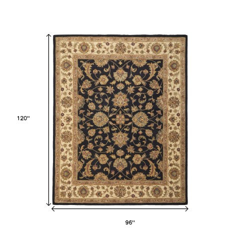 Homeroots 5' Hand-tufted Area Rug - Unique Artisan Design, Stain Resistant, Perfect For Kids & Pets, 5x8 Ft Black,Gold,Tan Wool Blend 617183