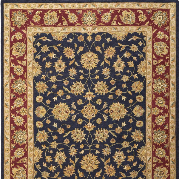 Homeroots 5' Hand Tufted Area Rug – Unique Oriental Design, Stain Resistant, Artisan Crafted For Home Elegance Blue,Red,Gold Wool Blend 617184