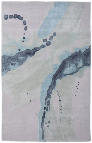 Homeroots 10' Hand-tufted Abstract Area Rug - Unique Artisan Craftsmanship For Stylish Home Décor & Warmth Green,Blue,Ivory Wool Blend 617185