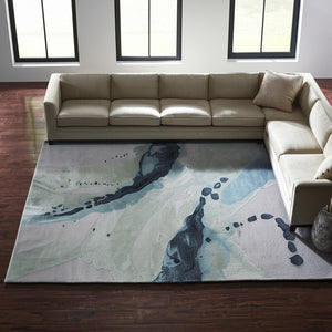 Homeroots 10' Hand-tufted Abstract Area Rug - Unique Artisan Craftsmanship For Stylish Home Décor & Warmth Green,Blue,Ivory Wool Blend 617185