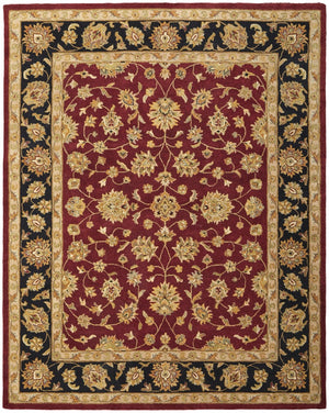 HomeRoots 8' Red Black Gold Oriental Hand-Tufted Area Rug – Luxurious, Stain-Resistant, Family-Friendly Design 617187