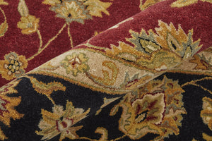Homeroots 5' Hand Tufted Area Rug – Unique Oriental Design, Stain Resistant, Artisan Crafted For Home Elegance Red,Black,Gold Wool Blend 617187