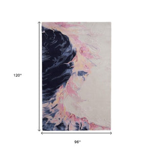 Homeroots 10' Hand-tufted Abstract Area Rug – Artisan Crafted Wool Blend, Unique Design For Stylish Spaces Pink,Blue,Ivory Wool Blend 617191