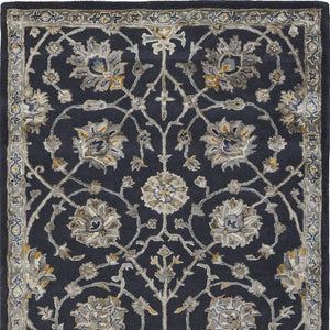 Homeroots 5' X 8' Hand-tufted Floral Area Rug In Bohemian Style – Artisan Crafted Wool Blend For Elegant Warmth Blue,Silver,Gray Wool Blend 617193