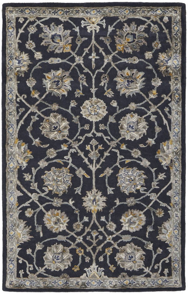 HomeRoots 8' Hand-Tufted Floral Area Rug in Blue, Silver & Gray - Elegant, Soft, Unique Design for Any Room 617193