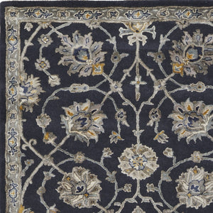 Homeroots 5' X 8' Hand-tufted Floral Area Rug In Bohemian Style – Artisan Crafted Wool Blend For Elegant Warmth Blue,Silver,Gray Wool Blend 617193