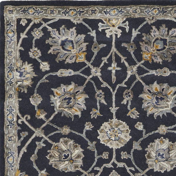 Homeroots 5' X 8' Hand-tufted Floral Area Rug In Bohemian Style – Artisan Crafted Wool Blend For Elegant Warmth Blue,Silver,Gray Wool Blend 617193