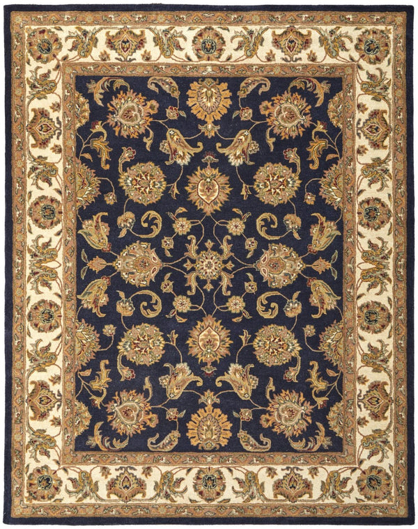 HomeRoots 5' Elegant Hand-Tufted Oriental Area Rug in Blue, Tan, and Gold – Soft, Durable, and Timeless Design 8' X 10' 617197