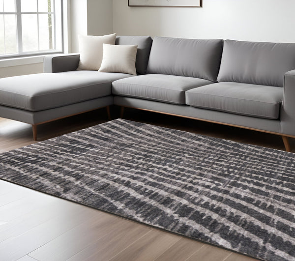 Homeroots 10' Stylish Abstract Area Rug - Durable, Stain Resistant & Perfect For Homes With Kids And Pets! Black,Gray,Ivory Polypropylene Blend 617198