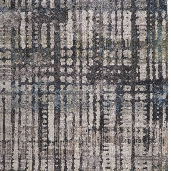 Homeroots 10' Stylish Abstract Distressed Area Rug - Durable, Stain Resistant, Perfect For Homes With Kids & Pets Gray,Black,Ivory Polypropylene Blend 617200