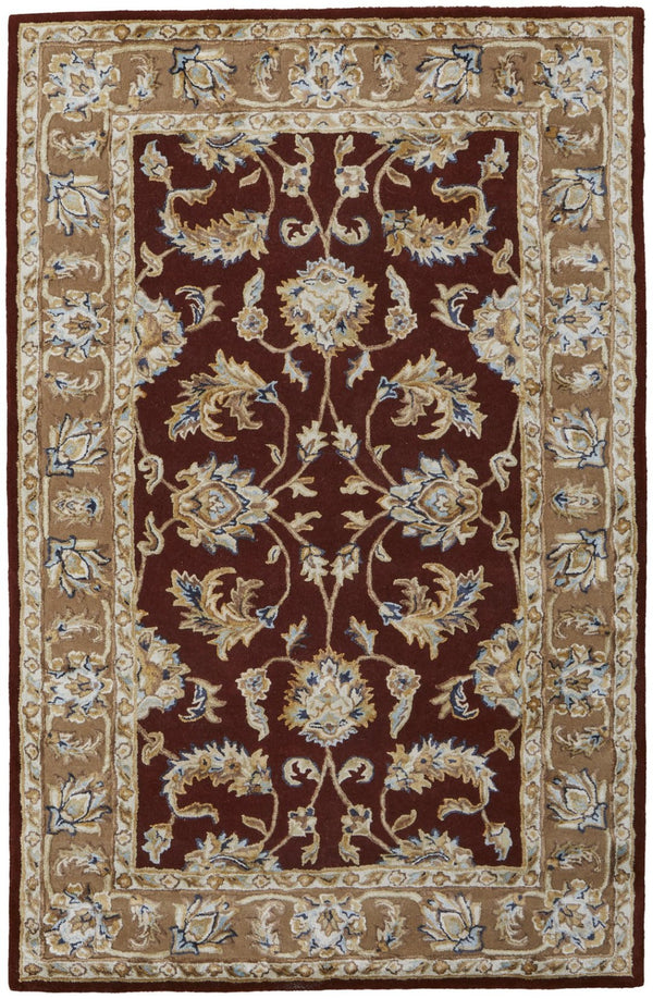 HomeRoots 8' X 10' Hand-Tufted Oriental Area Rug in Rich Red, Tan & Ivory – Timeless Elegance for Any Room 617202