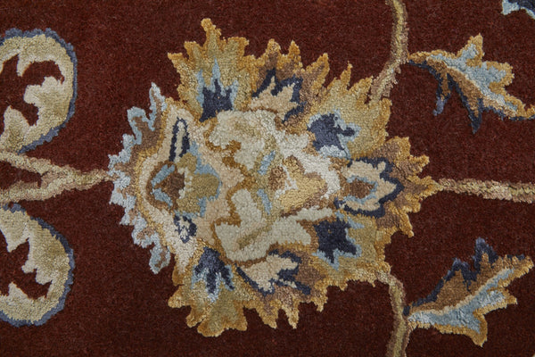 Homeroots 5' X 8' Hand Tufted Oriental Area Rug - Artisan Crafted Wool Blend For Luxurious Home Décor Red,Tan,Ivory Wool Blend 617202