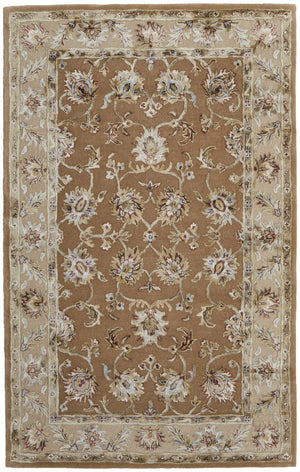 Homeroots 5' X 8' Hand-tufted Floral Area Rug - Artisan-crafted Wool Blend For Cozy, Stylish Home Decor Tan,Ivory Wool Blend 617203