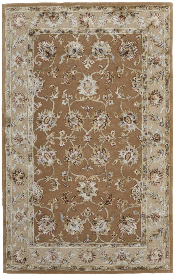 Homeroots 5' X 8' Hand-tufted Floral Area Rug - Artisan-crafted Wool Blend For Cozy, Stylish Home Decor Tan,Ivory Wool Blend 617203