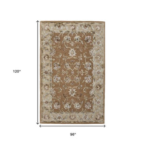 Homeroots 5' X 8' Hand-tufted Floral Area Rug - Artisan-crafted Wool Blend For Cozy, Stylish Home Decor Tan,Ivory Wool Blend 617203