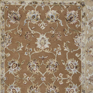 Homeroots 5' X 8' Hand-tufted Floral Area Rug - Artisan-crafted Wool Blend For Cozy, Stylish Home Decor Tan,Ivory Wool Blend 617203