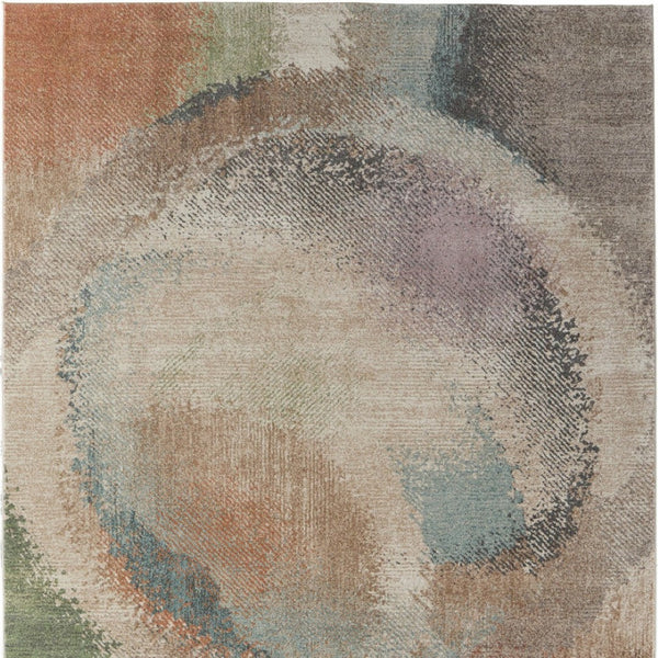 Homeroots 10' X 13' Stylish Abstract Distressed Area Rug - Durable, Stain-resistant, Perfect For Any Space! Brown,Tan,Blue Polypropylene Blend 617204