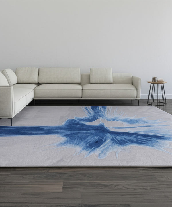 Homeroots 10' X 14' Abstract Hand Tufted Area Rug - Artisan-crafted Wool Blend, Unique Design For Modern Spaces Blue,Gray Wool Blend 617205