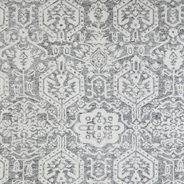 Homeroots 10' Hand-tufted Geometric Area Rug - Unique Wool Blend, Stain Resistant, Perfect For Kids & Pets Gray,White Wool Blend 617206