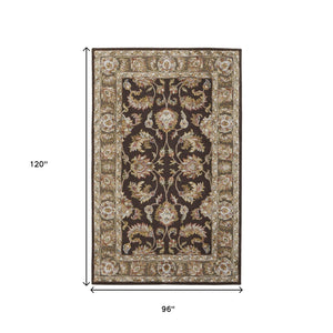 Homeroots 5' X 8' Hand Tufted Oriental Area Rug - Artisan Crafted Wool Blend For Luxurious Home Décor Brown,Tan,Ivory Wool Blend 617208