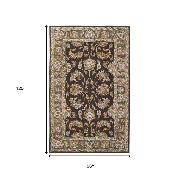 Homeroots 5' X 8' Hand Tufted Oriental Area Rug - Artisan Crafted Wool Blend For Luxurious Home Décor Brown,Tan,Ivory Wool Blend 617208