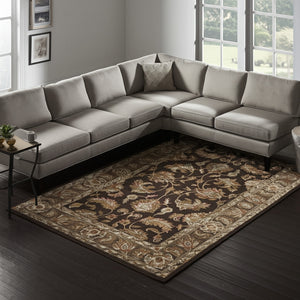 Homeroots 5' X 8' Hand Tufted Oriental Area Rug - Artisan Crafted Wool Blend For Luxurious Home Décor Brown,Tan,Ivory Wool Blend 617208