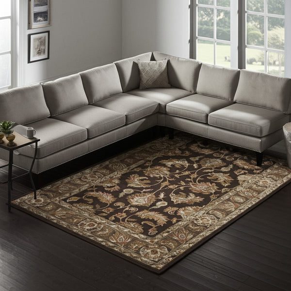 Homeroots 5' X 8' Hand Tufted Oriental Area Rug - Artisan Crafted Wool Blend For Luxurious Home Décor Brown,Tan,Ivory Wool Blend 617208