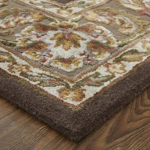 Homeroots 5' X 8' Hand Tufted Oriental Area Rug - Artisan Crafted Wool Blend For Luxurious Home Décor Brown,Tan,Ivory Wool Blend 617208