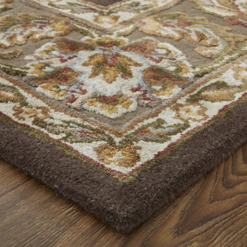 Homeroots 5' X 8' Hand Tufted Oriental Area Rug - Artisan Crafted Wool Blend For Luxurious Home Décor Brown,Tan,Ivory Wool Blend 617208