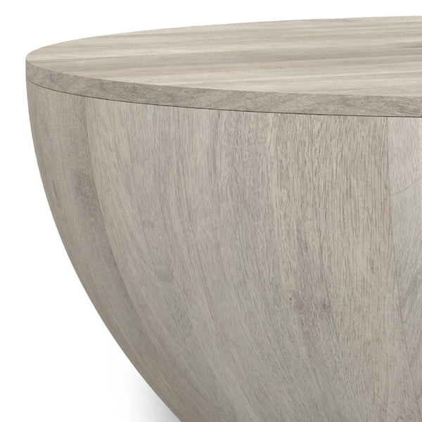English Elm Elmbrook Round Mango Wood Coffee Table Low Profile Drum Design for Modern Living Rooms White B136P429102