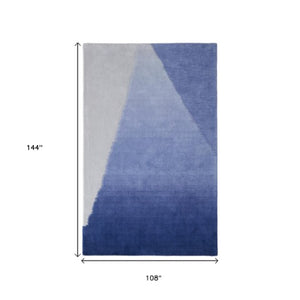 Homeroots 10' Hand Tufted Geometric Area Rug – Artisan Crafted, Stain Resistant, Perfect For Kids And Pets! Blue,Gray Wool Blend 617211