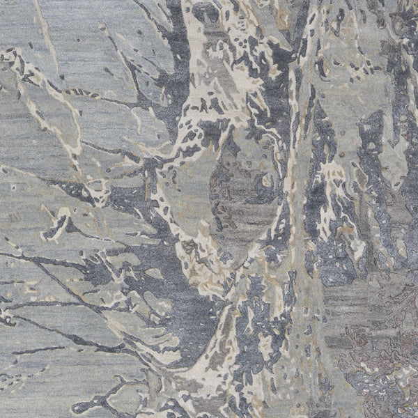 Homeroots 10' X 14' Abstract Hand-tufted Distressed Area Rug – Unique Artisan Craftsmanship For Cozy Spaces Blue,Taupe,Green Wool Blend 617212