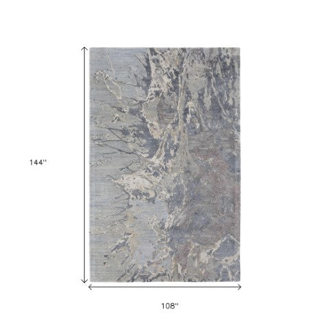 Homeroots 10' X 14' Abstract Hand-tufted Distressed Area Rug – Unique Artisan Craftsmanship For Cozy Spaces Blue,Taupe,Green Wool Blend 617212