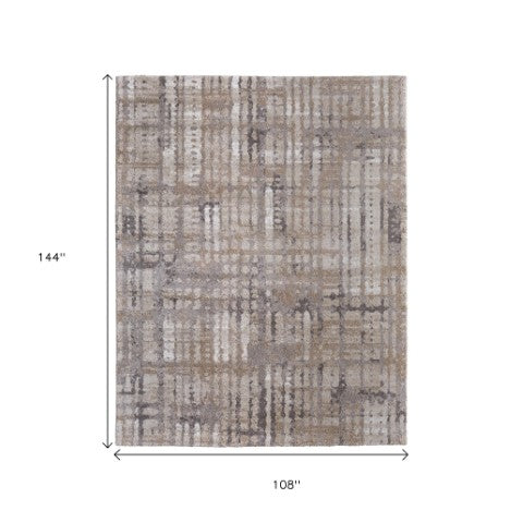 Homeroots 10' Stylish Abstract Distressed Area Rug - Durable, Stain Resistant, Perfect For Homes With Kids & Pets Brown,Tan,Ivory Polypropylene Blend 617213