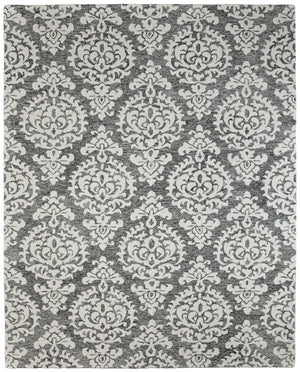 Homeroots 10' Hand Tufted Floral Area Rug - Luxurious Wool Blend, Stain Resistant, Perfect For Family Spaces Gray,Ivory,Black Wool Blend 617214