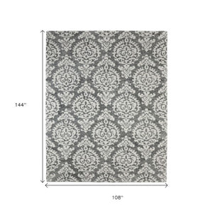 Homeroots 10' Hand Tufted Floral Area Rug - Luxurious Wool Blend, Stain Resistant, Perfect For Family Spaces Gray,Ivory,Black Wool Blend 617214