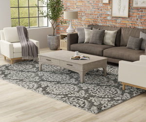 HomeRoots 10' Gray Ivory and Black Floral Hand-Tufted Area Rug - Timeless Style for Comfort and Elegance 9' X 12' 617214