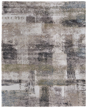 HomeRoots 10' Gray Taupe and Ivory Abstract Distressed Area Rug - Stylish, Durable, Perfect for Modern Spaces 9' X 12' 617215