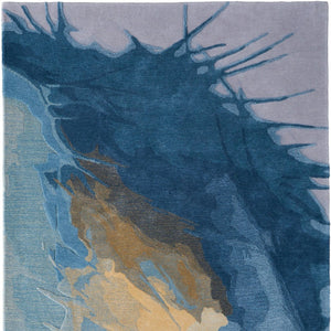 Homeroots 10' Hand-tufted Abstract Area Rug - Unique Artisan Crafted Wool Blend For Stylish Home Décor Blue,Gold,Gray Wool Blend 617216