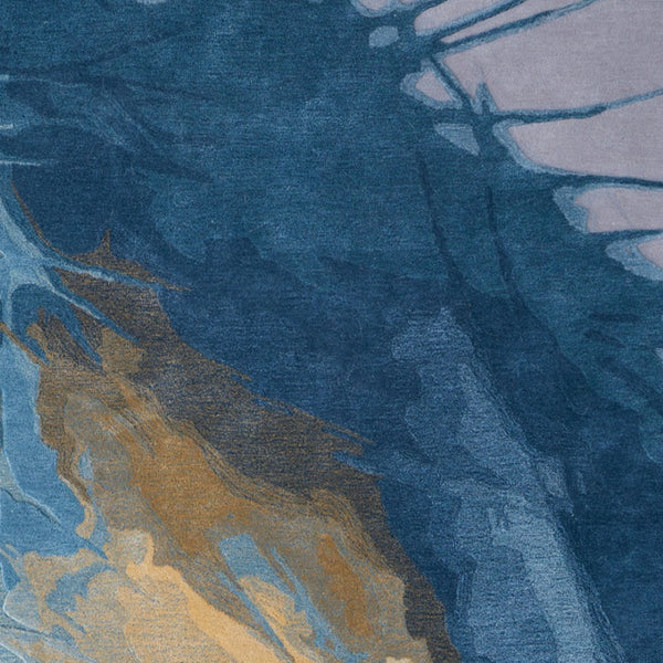 Homeroots 10' Hand-tufted Abstract Area Rug - Unique Artisan Crafted Wool Blend For Stylish Home Décor Blue,Gold,Gray Wool Blend 617216