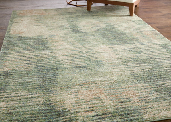 Homeroots 10' Stylish Abstract Distressed Area Rug – Durable, Stain-resistant Design For Homes With Kids & Pets Green,Ivory,Brown Polypropylene Blend 617217