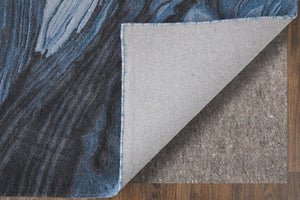 Homeroots 10' Elegant Abstract Hand-tufted Area Rug - Unique Wool Blend Design For Cozy Home Aesthetics Blue,Black,Gray Wool Blend 617218