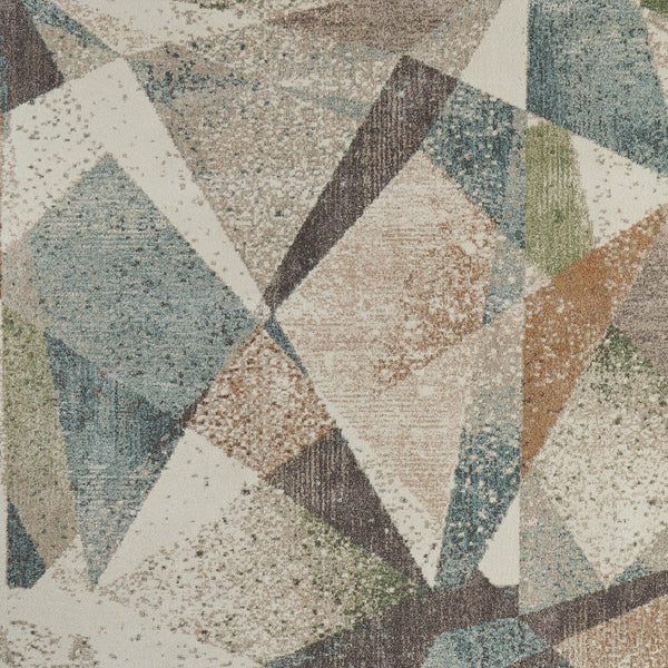 Homeroots 10' X 13' Stylish Checkered Area Rug - Durable, Stain Resistant, Perfect For Homes With Kids & Pets Ivory,Blue,Green Polypropylene Blend 617220