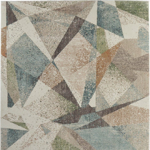 Homeroots 10' X 13' Stylish Checkered Area Rug - Durable, Stain Resistant, Perfect For Homes With Kids & Pets Ivory,Blue,Green Polypropylene Blend 617220