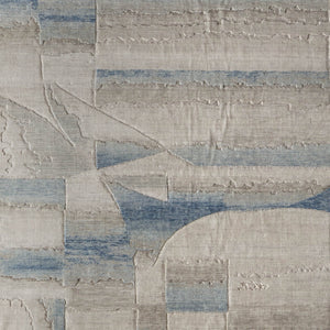 Homeroots 10' X 14' Abstract Area Rug - Luxurious Wool Blend, Stain Resistant, Perfect For Kids & Pets Blue,Ivory,Gray Wool Blend 617221