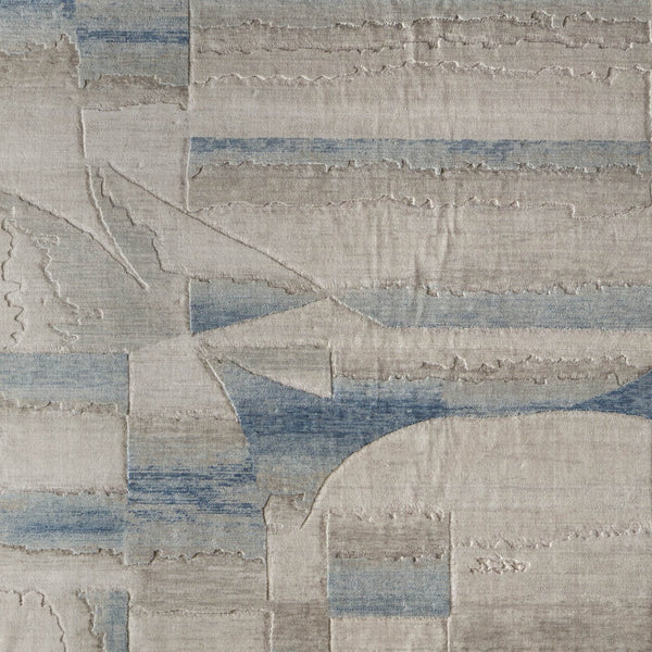 Homeroots 10' X 14' Abstract Area Rug - Luxurious Wool Blend, Stain Resistant, Perfect For Kids & Pets Blue,Ivory,Gray Wool Blend 617221